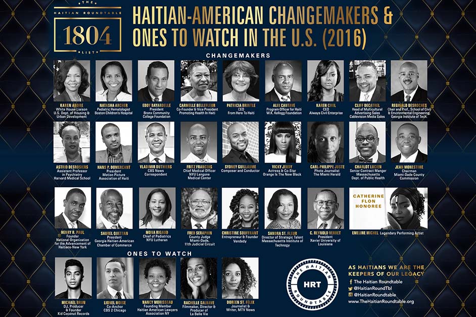 The Haitian Roundtable's 1804 List for 2016, which includes Karen and John Huff School Chair Reginald DesRoches. (Image: Joane Pillard/The Haitian Roundtable)