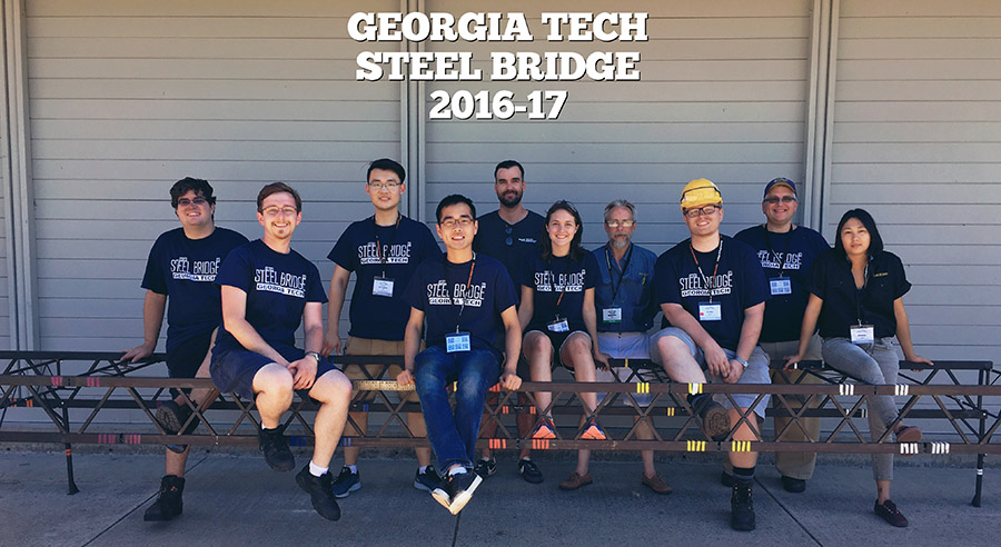 Members of the 2016-2017 steel bridge team for the Georgia Tech American Society of Civil Engineers chapter.