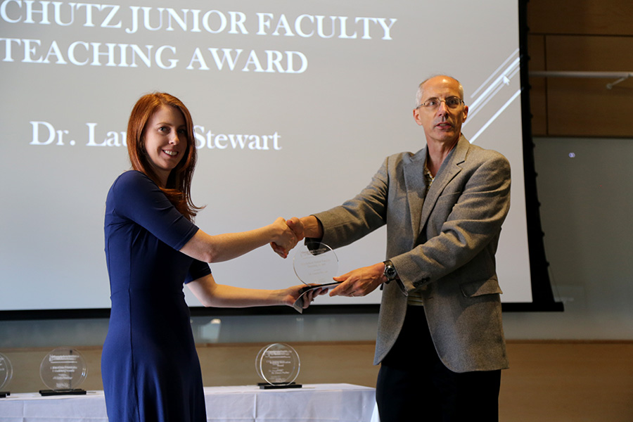 Lauren Stewart receives her award from Ted Russell