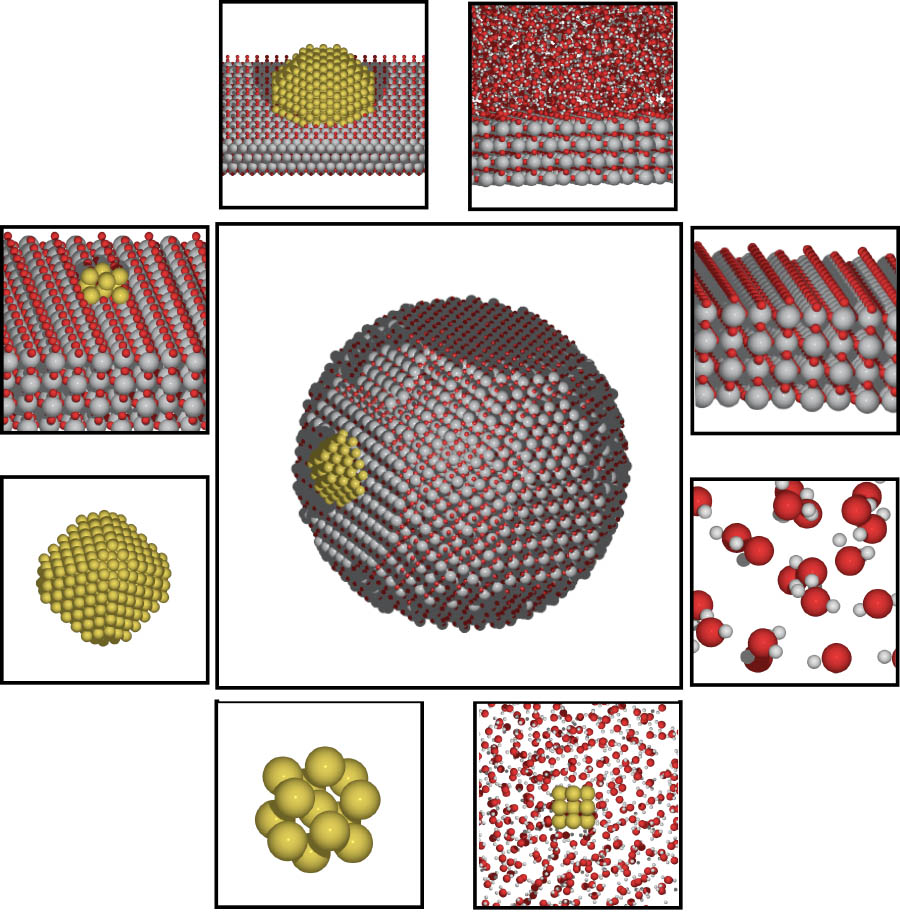 An illustration depicting chemical catalysis on surfaces and nanostructures. A new $2.8 million study led by School of Civil and Environmental Engineering Associate Professor Phanish Suryanarayana will harness the power of future supercomputers to understand the interactions that take place in these kinds of chemical reactions. (Image Courtesy: Andrew Medford)