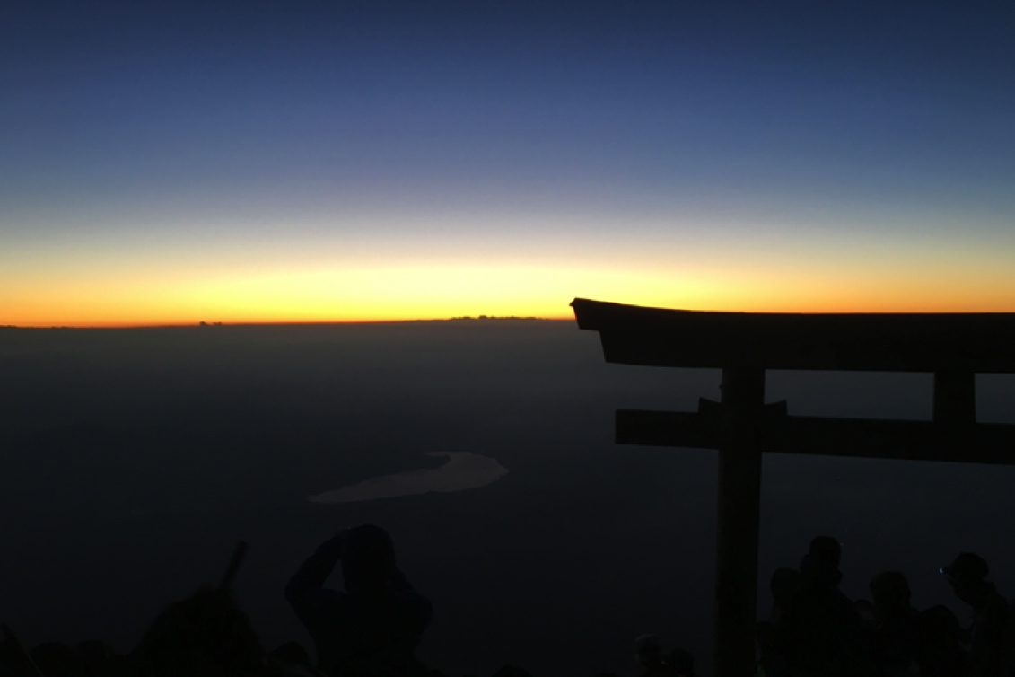 The sunrise from the top of Mt. Fuji in Japan. The students in the International Disaster Reconnaissance Studies class hiked all night to reach the top of the mountain in time for this view. (Photo: Kieron McCarthy)