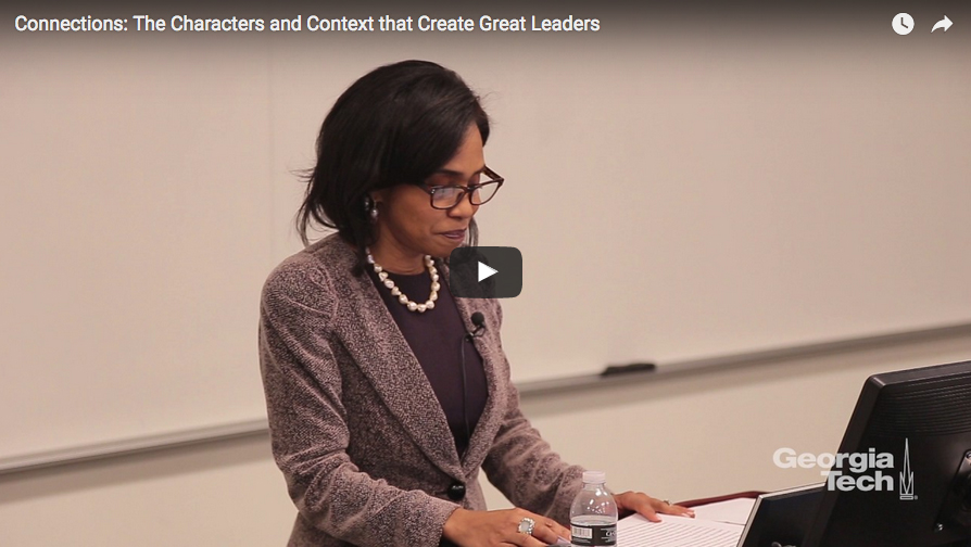 Screen capture from Suzanne Shank's Hyatt lecture, "Connections: The Characters and Context that Create Great Leaders