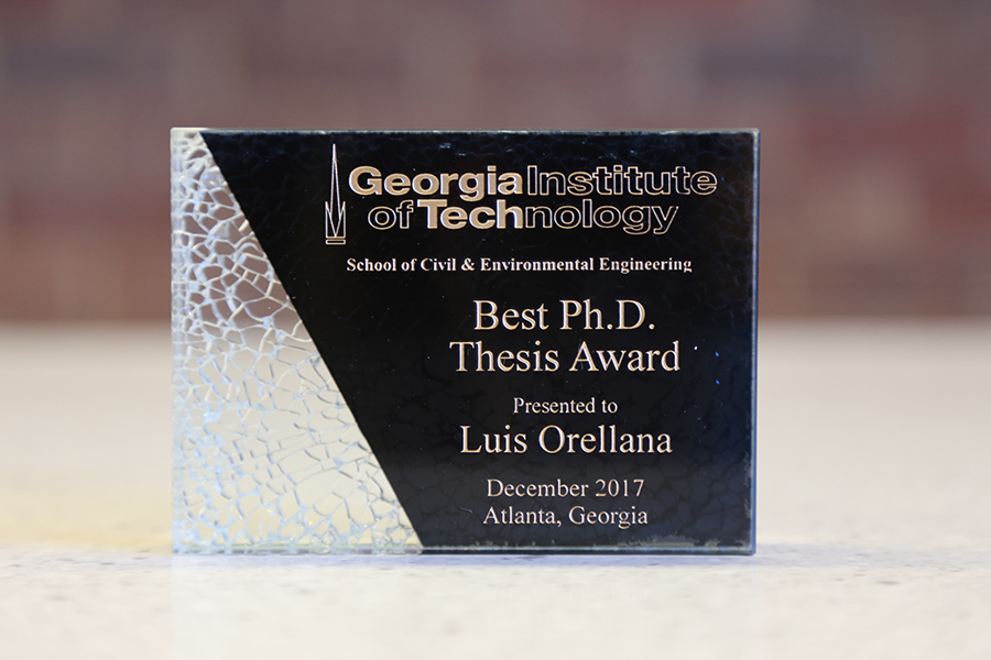 Luis Orellana's award (Photo: Jess Hunt-Ralston)