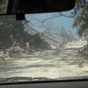 Rubble blocking roadway in Port-au-Prince Haiti