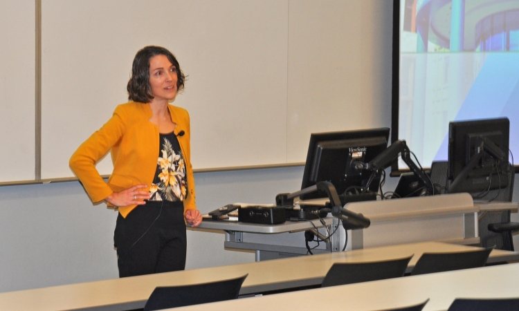 Gretchen Goldman delivering the Fall 2024 Hyatt Lecture