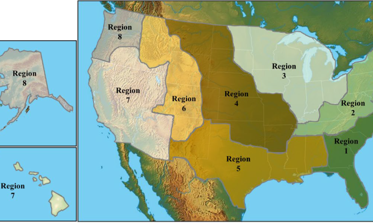 A map of the united states divided into regions 
