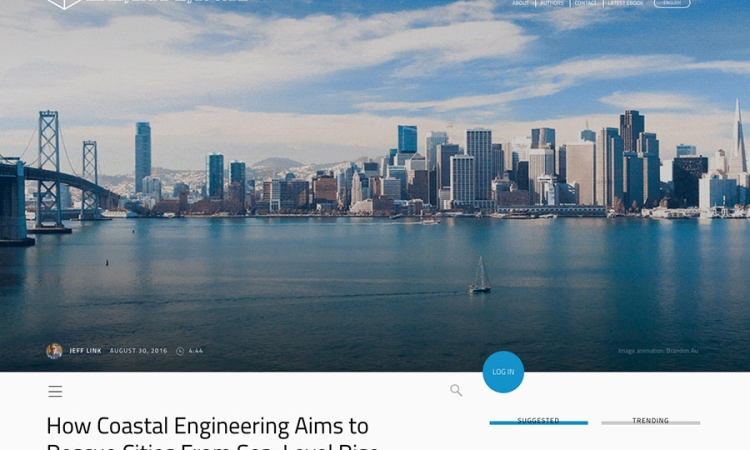Screenshot of Line//Shape//Space story on coastal engineering and sea level rise.