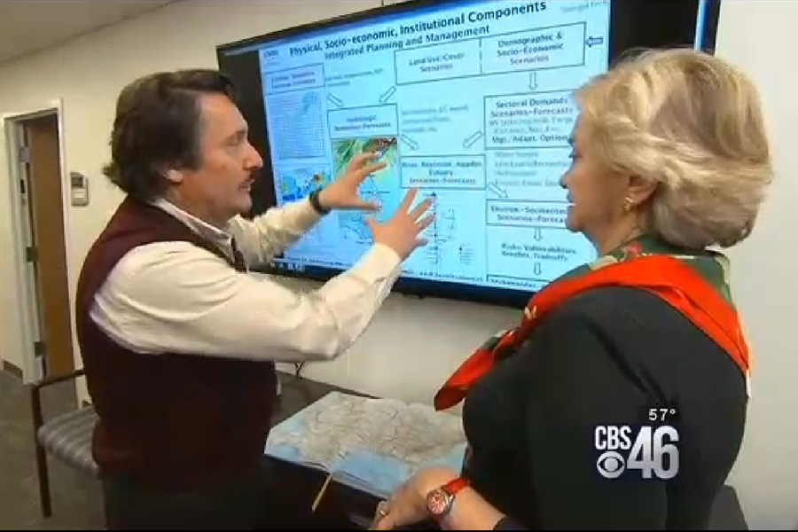 Professor Aris Georgakakos explains his models of the Apalachicola-Chattahoochee-Flint river system to CBS46's Sally Sears.