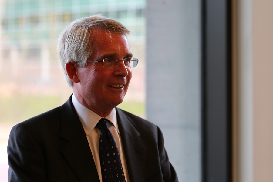 Charles "Wick" Moorman after delivering the Hyatt Distinguished Alumni Lecture. (Photo: Zonglin "Jack" Li)