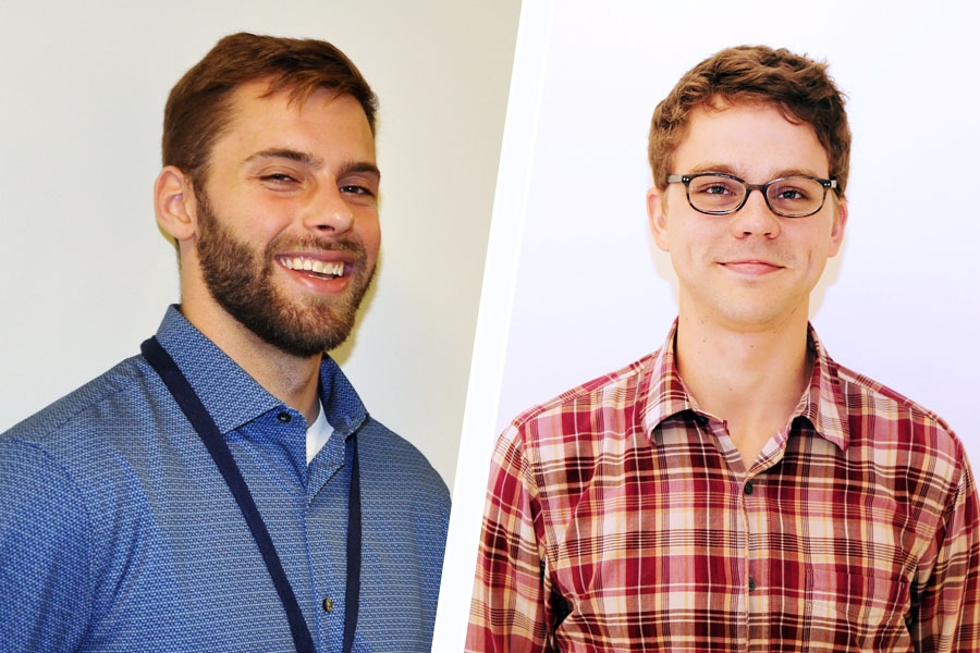 Master's student Nicholas Sianta and Ph.D. student Seth Mallett, winners of national scholarships from ADSC: The International Association of Foundation Drilling. (Photos: Belal Elnaggar, Jess Hunt-Ralston)