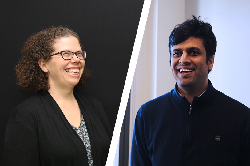 Kari Watkins and Phanish Suryanarayana, who have earned tenure and will be promoted to the rank of associate professor this summer. (Photos: Jess Hunt-Ralston)