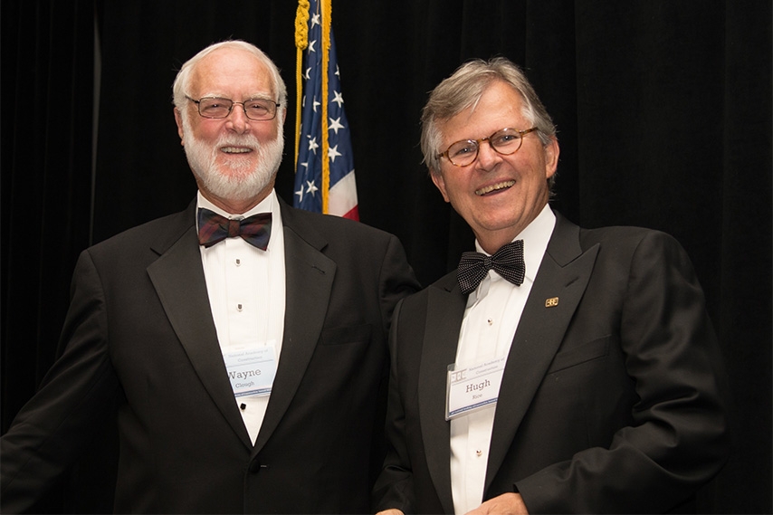 G. Wayne Clough with National Academy of Construction President Hugh Rice. Clough was inducted into the academy's 2016 class of new members Oct. 20. (Photo Courtesy: National Academy of Construction)