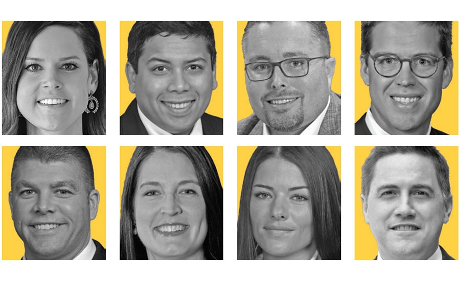 A grid featuring eight head shots of ENR Southeast's 2020 Top Young Professionals